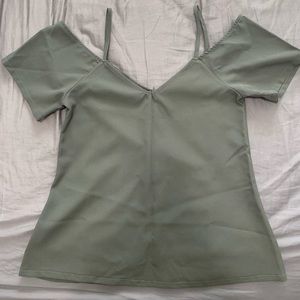 BooHoo Olive Green Cold Shoulder Top